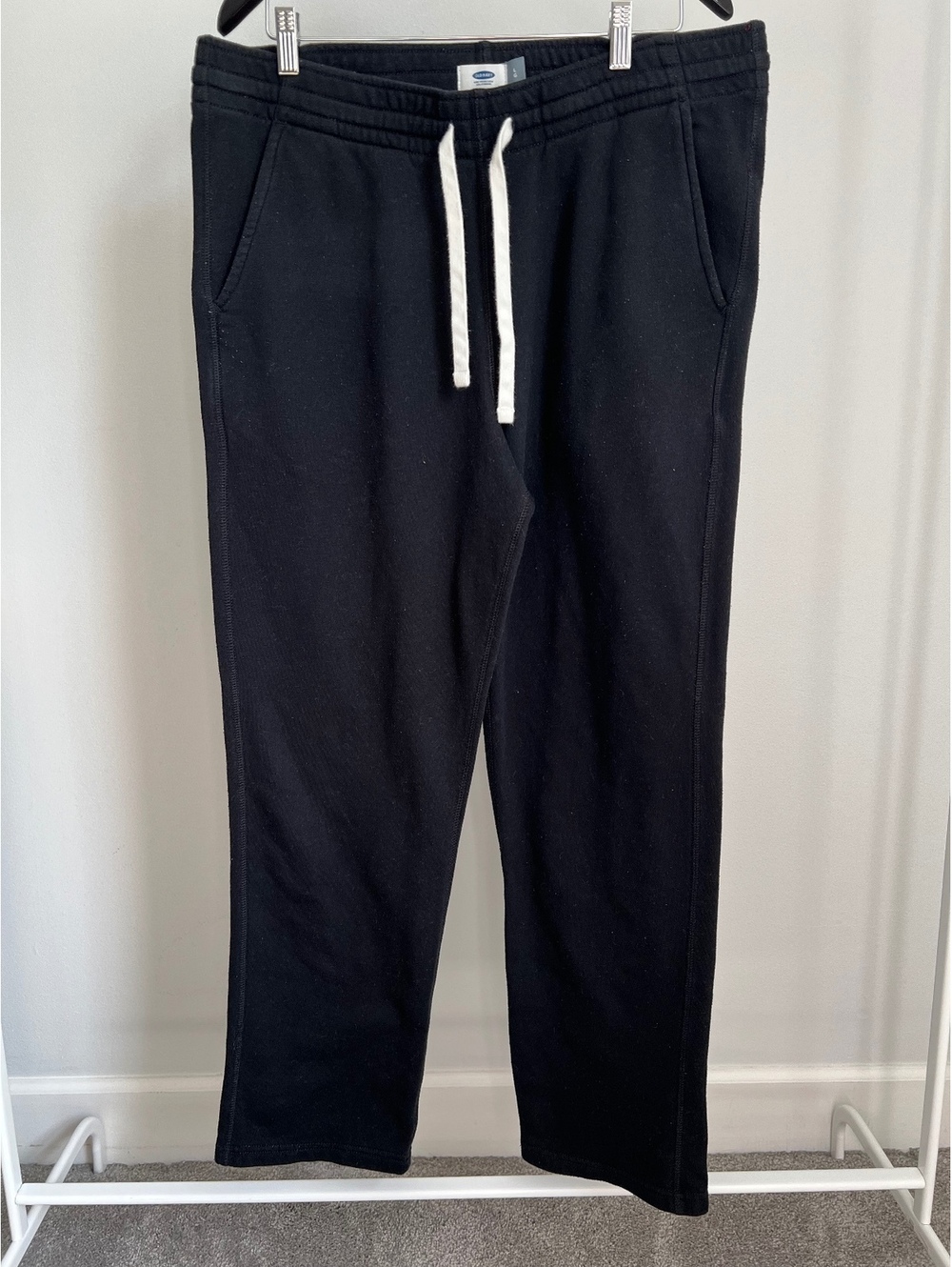Old Navy Black Straight Leg Sweatpants Men’s Large Drawstring Lounge Pants